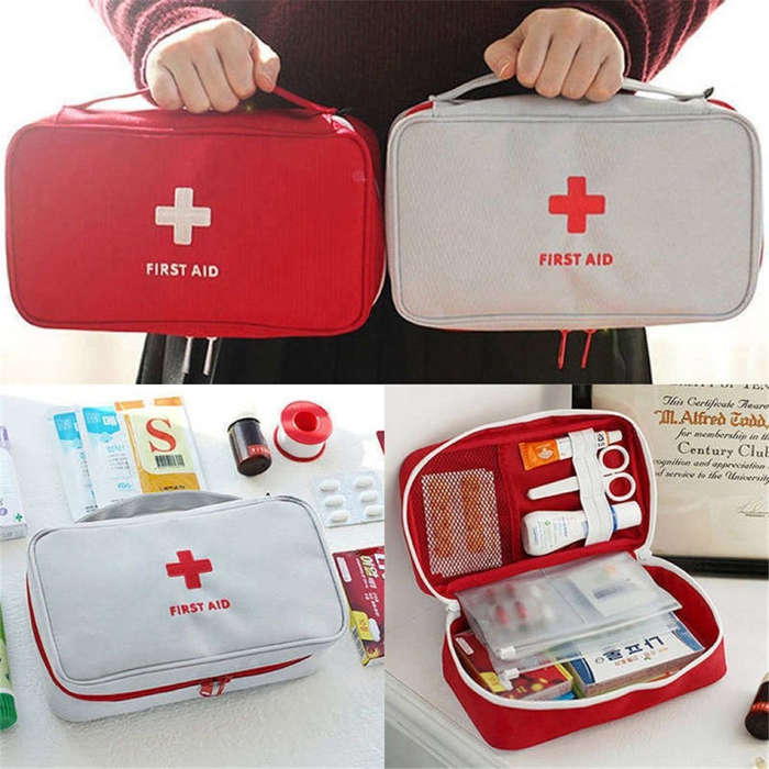 Travel First Aid Kit Bag Home Emergency Survival Rescue Box(Red)