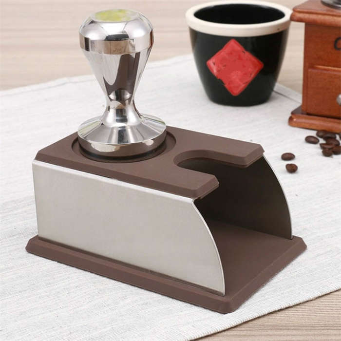 Stainless Steel Solid Wood Handle Integrated Coffee Powder, Specification:57.5mm, Color:Rosewood ...