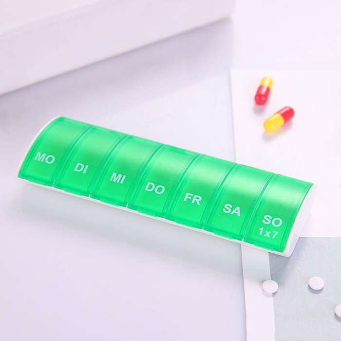 Portable Seven-part Mini Storage Pill Box(Green)