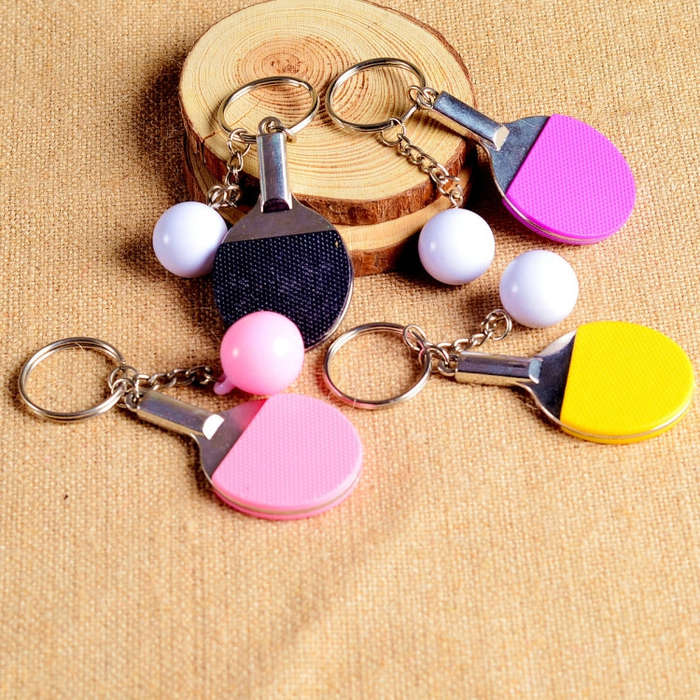 2 PCS Creative Metal table Tennis Keychain Handmade Jewelry Gift Sports Keychain, Specification:2...