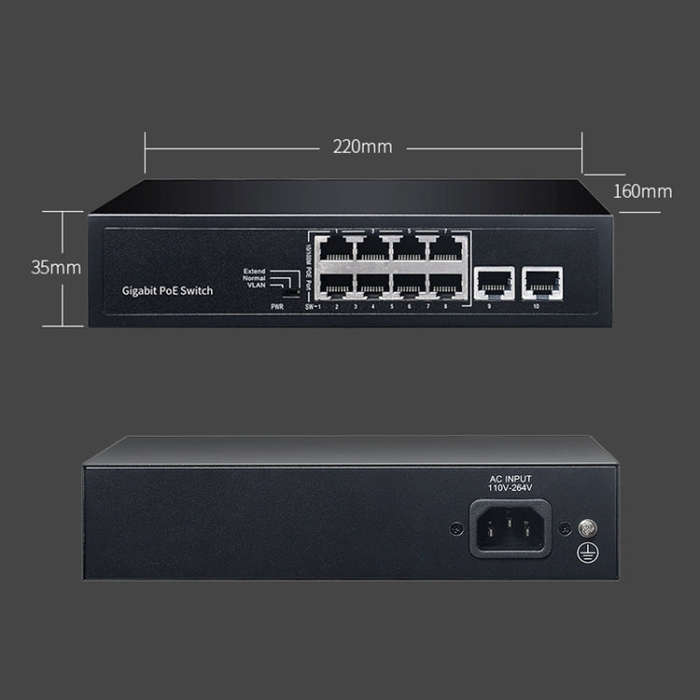 COMFAST CF-SG181P 10 Port Gigabit POE Ethernet Switch 20Gbps Backplane Bandwidth Monitoring