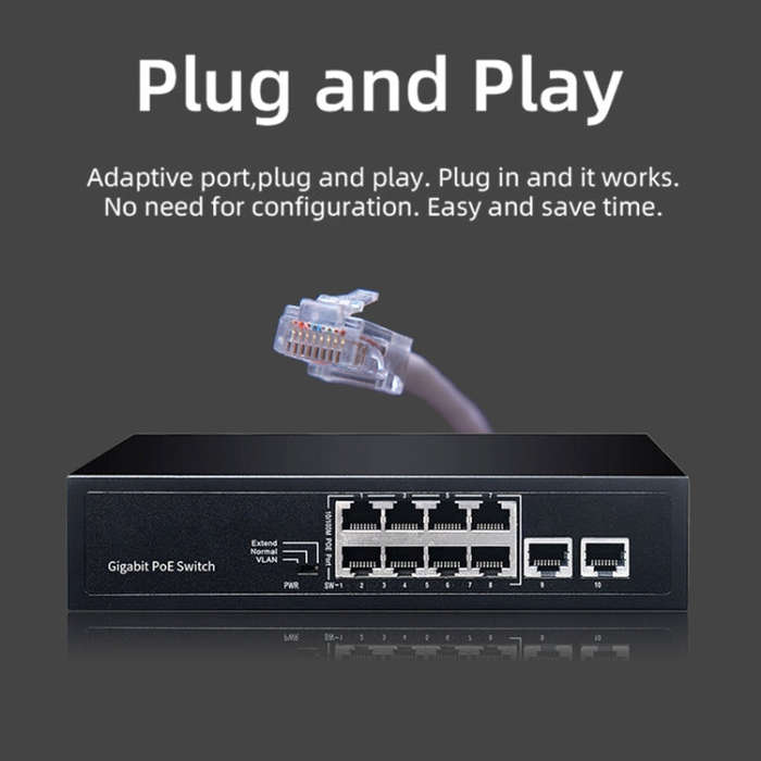 COMFAST CF-SG181P 10 Port Gigabit POE Ethernet Switch 20Gbps Backplane Bandwidth Monitoring