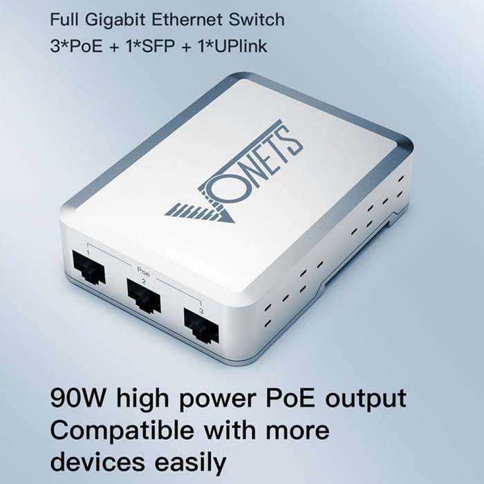 VONETS VSP510 5 Ports Ethernet Gigabit Switch with DC Adapter + Rail Fixing Buckle + SFP Optical ...