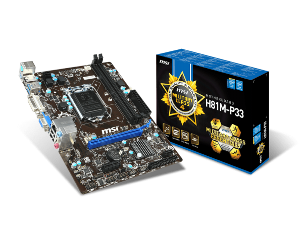 MSI Intel H81M-P33 H81 Chipset, Socket 1150 Motherboard