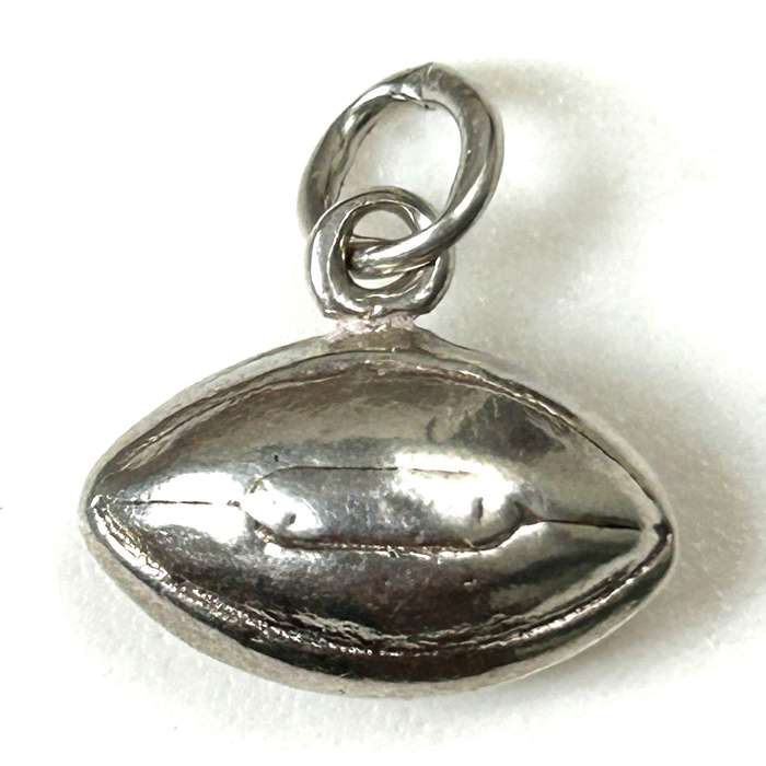 Miniature Silver Rugby Ball Charm Pendant