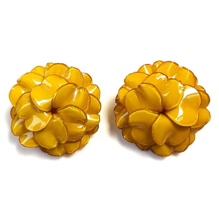 Large Yellow Cilea Bijoux Paris Geranium Clip-on Earrings
