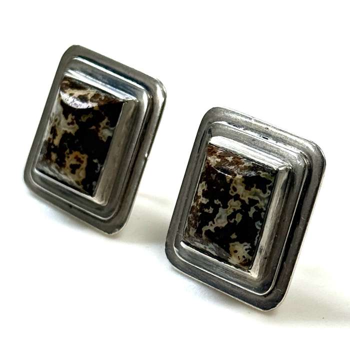 Bircher Haglund Sterling Silver and Jasper Screw-on Earrings