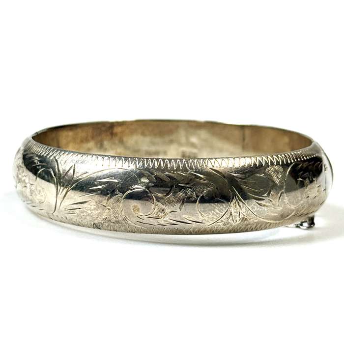 Vintage Sterling Silver Hinged Bangle Bracelet