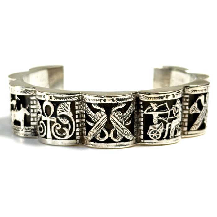 Vintage Egyptian Sterling Silver Cuff Bracelet