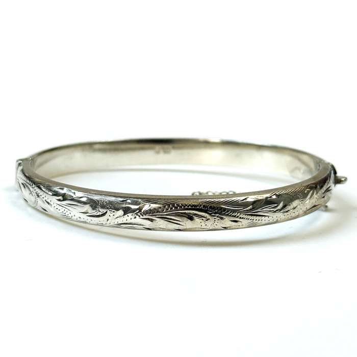 Vintage Sterling Silver Hinged Bangle Bracelet