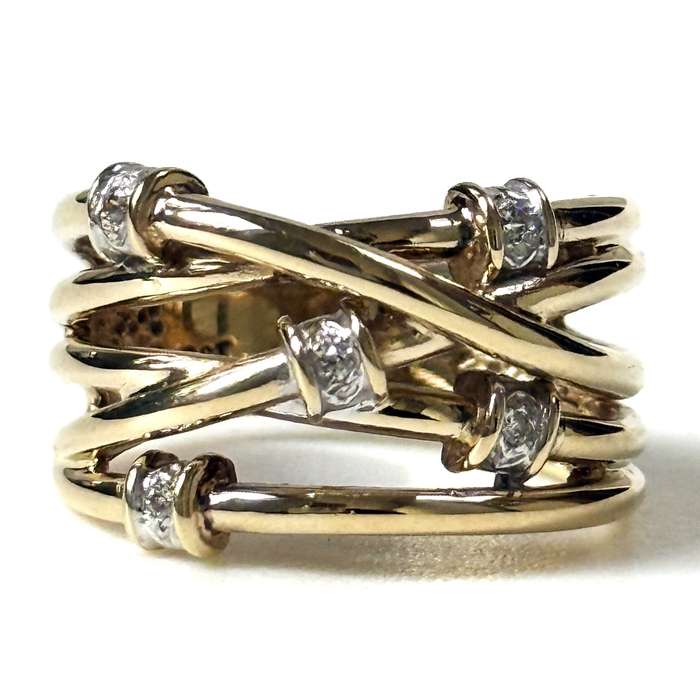 9ct Yellow and White Gold and Diamond Ring