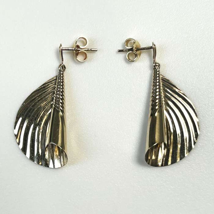 Vintage Curled 9ct Yellow Gold Drop Earrings