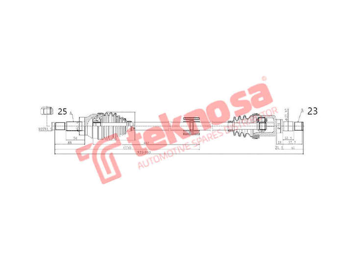 COMPLETE DRIVESHAFT - DFO207 (TEKNOSA)