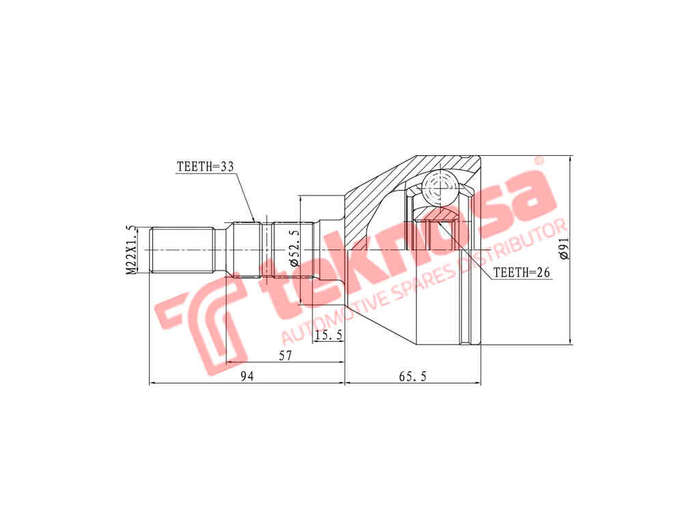 INNER CV JOINT - OP3052 (TEKNOSA)
