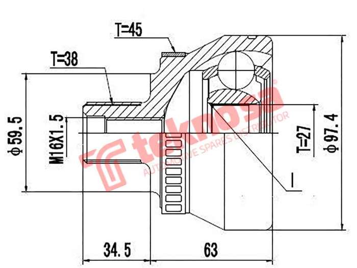 TEKNOSA FRONT LEFT - RIGHT OUTER CV JOINT For AUDI A6 [2] 3.0 (ASN)(30V 162KW) 01-04
