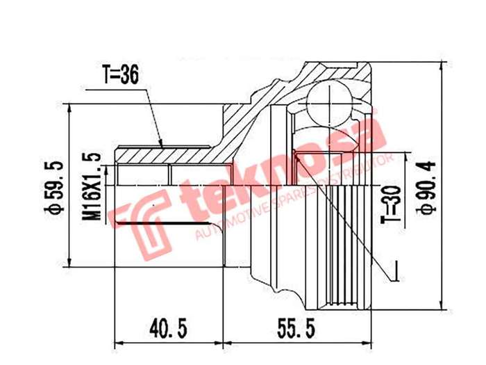 TEKNOSA FRONT LEFT - RIGHT OUTER CV JOINT For AUDI TT [2] 3.2 (BUB)(24V 184KW) 07-10