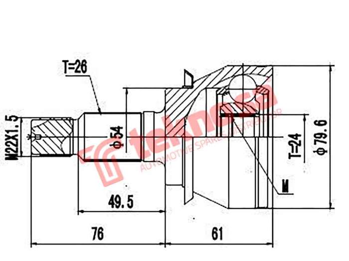 TEKNOSA FRONT LEFT - RIGHT OUTER CV JOINT For MINI CLUBMAN [R55] 1.6 (N12B16A)(16V 88KW) 07-20