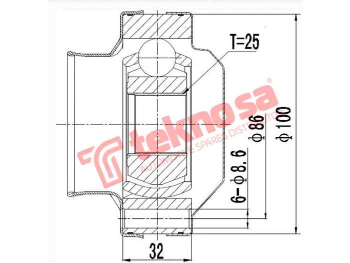 TEKNOSA FRONT LEFT - RIGHT INNER CV JOINT For BMW 5-SERIES [E34] 530I (M60B30)(32V 160KW) 93-96