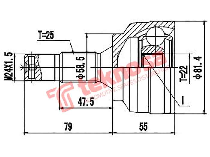 TEKNOSA FRONT LEFT - RIGHT OUTER CV JOINT For PEUGEOT 306 1.6 (NFZ [TU5JP])(8V 65KW) 98-01