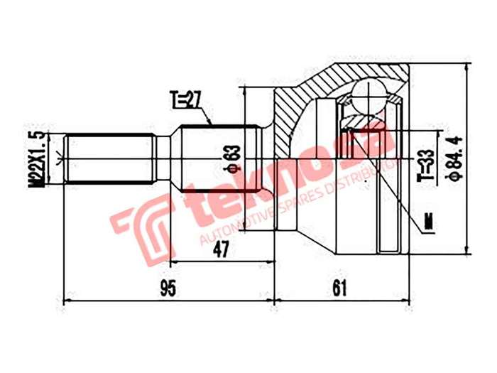 TEKNOSA FRONT LEFT - RIGHT OUTER CV JOINT For FORD FOCUS [3] 1.0 ECOBOOST (M1DA)(12V 92KW) 15-18