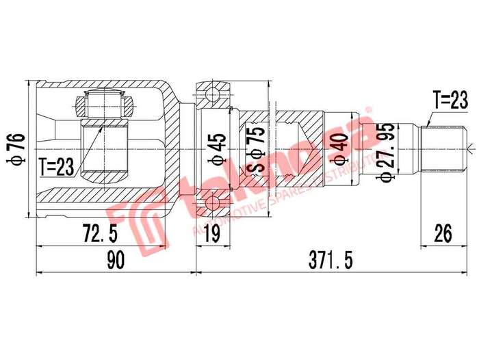 TEKNOSA FRONT LEFT - RIGHT INNER CV JOINT For FORD FOCUS [2] 1.8 TDCI (KKDA)(8V 85KW) 04-12