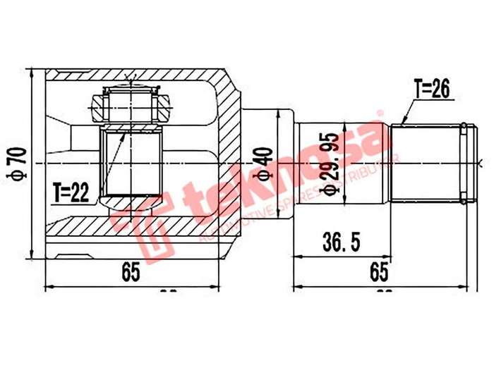 TEKNOSA FRONT LEFT - RIGHT INNER CV JOINT For FORD FOCUS [2] 1.8 TDCI (KKDA)(8V 85KW) 04-12