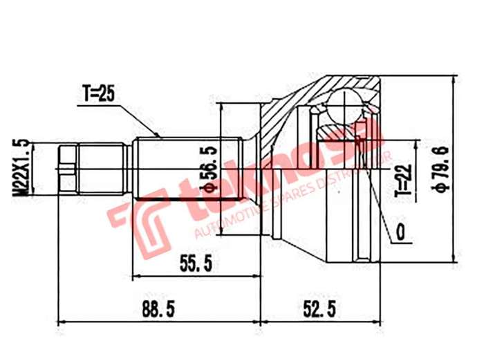 TEKNOSA FRONT LEFT - RIGHT OUTER CV JOINT For FORD ESCORT [6] 1400 (F4B)(16V 54KW) 95-01