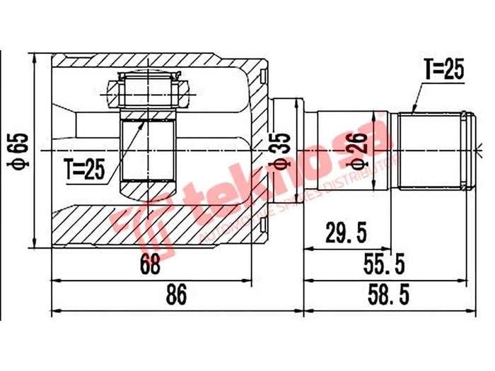 TEKNOSA FRONT LEFT - RIGHT INNER CV JOINT For HONDA JAZZ [2] 1.5 (L15A)(16V 88KW) 08-20