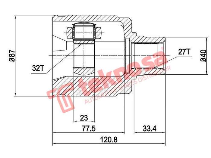 TEKNOSA FRONT LEFT - RIGHT INNER CV JOINT For HONDA ODYSSEY 2.3 (F23Z4)(16V 112KW) 98-00