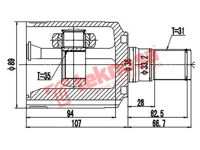 TEKNOSA FRONT LEFT - RIGHT INNER CV JOINT For KIA SORENTO [3] 2.2 CRDI (D4HB)(16V 147KW) 15-20