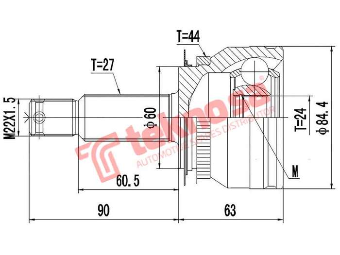 TEKNOSA REAR LEFT - RIGHT OUTER CV JOINT For HYUNDAI TUCSON [1] 2.7 (G6BA)(24V 129KW) 04-10