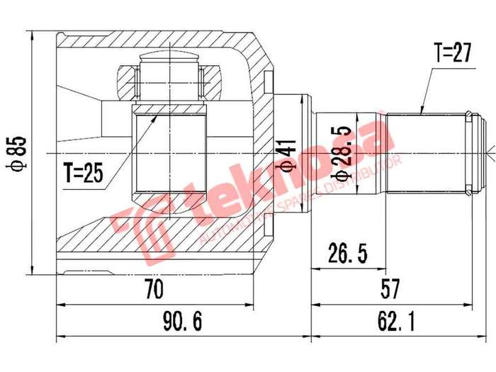 TEKNOSA FRONT LEFT - RIGHT INNER CV JOINT For HYUNDAI TRAJET 2.0 CRDI (D4EA)(16V 83KW) 03-08