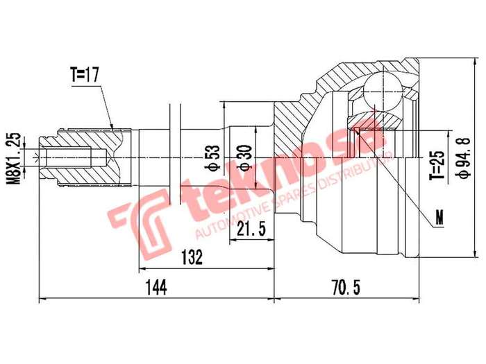 TEKNOSA FRONT LEFT - RIGHT OUTER CV JOINT For ISUZU TROOPER 3.2 V6 (6VD1)(24V 142KW) 92-97