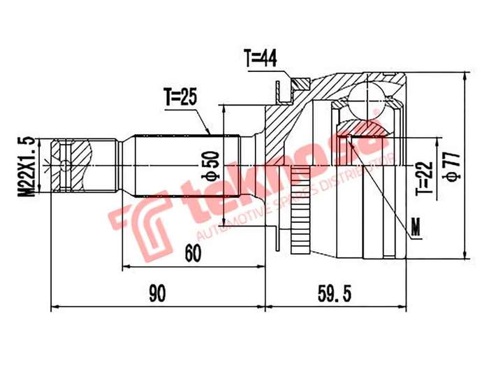 TEKNOSA FRONT LEFT - RIGHT OUTER CV JOINT For KIA CERATO [1] 1.6 (G4ED)(16V 77KW) 06-09