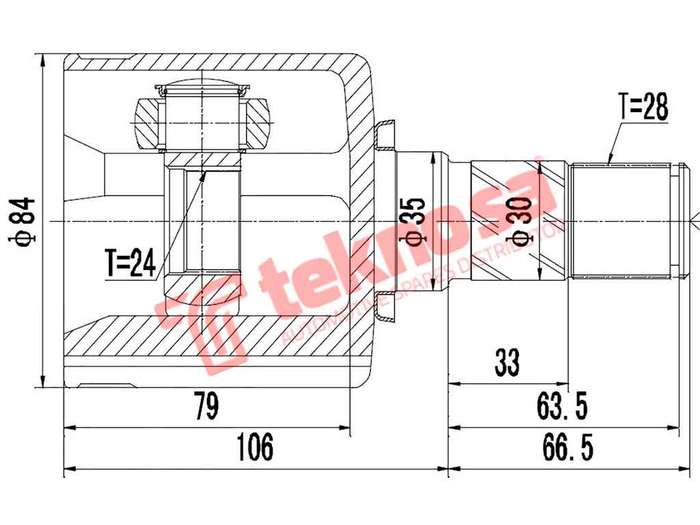 TEKNOSA FRONT LEFT - RIGHT INNER CV JOINT For KIA SPORTAGE [1] 2.0I (FED)(16V 95KW) 96-05
