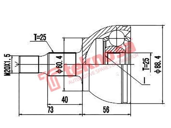 TEKNOSA FRONT LEFT - RIGHT OUTER CV JOINT For MERCEDES BENZ B-CLASS [W245] B200 (M266.980)(8V 142...