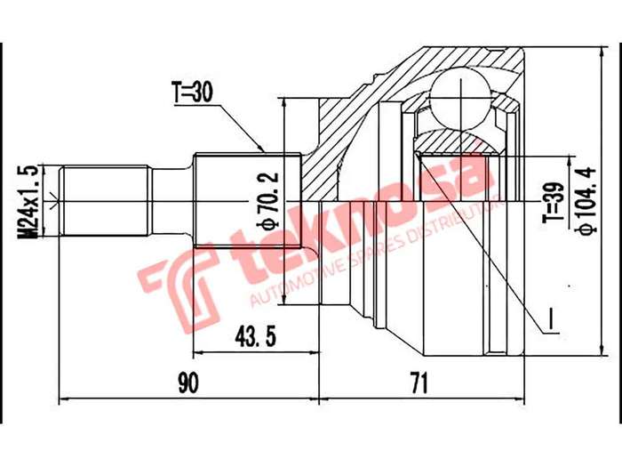 TEKNOSA FRONT LEFT - RIGHT OUTER CV JOINT For MERCEDES BENZ G-CLASS [W463] G350 (OM642.886)(24V 1...