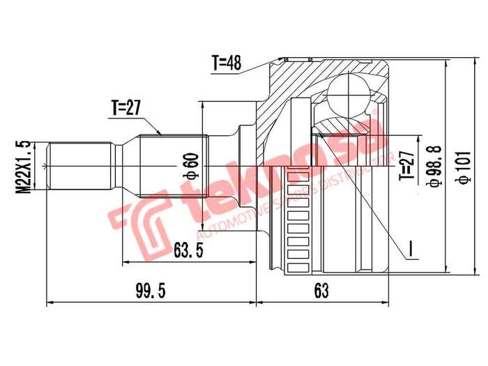 TEKNOSA FRONT LEFT - RIGHT OUTER CV JOINT For MERCEDES BENZ VITO [W638] 114CDI (M111.978)(16V 105...