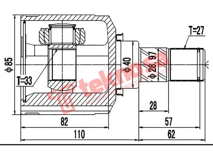TEKNOSA FRONT LEFT INNER CV JOINT For JEEP COMPASS [2] 2.0 (ECN)(16V 115KW) 11-17