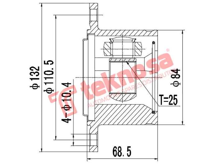 TEKNOSA FRONT LEFT - RIGHT INNER CV JOINT For MITSUBISHI COLT 2.4 LDV (4G64)(8V 94KW) 94-13