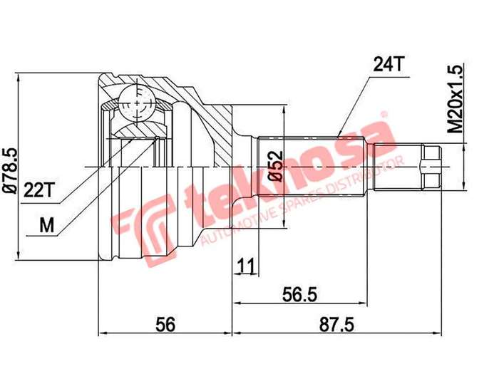 TEKNOSA FRONT LEFT - RIGHT OUTER CV JOINT For FORD METEOR 1.3 (E3)(8V 52KW) 86-89