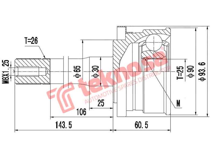 TEKNOSA FRONT LEFT - RIGHT OUTER CV JOINT For MAZDA B2600 (4G54)(8V 75KW) 88-98