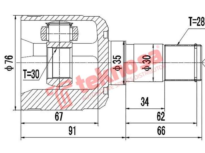 TEKNOSA FRONT LEFT - RIGHT INNER CV JOINT For MAZDA ETUDE 180I (BP)(16V 93KW) 95-00