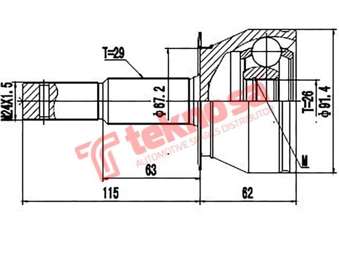 TEKNOSA FRONT LEFT - RIGHT OUTER CV JOINT For NISSAN NAVARA 2.5 (YD25DDTI)(16V 128KW) 05-17