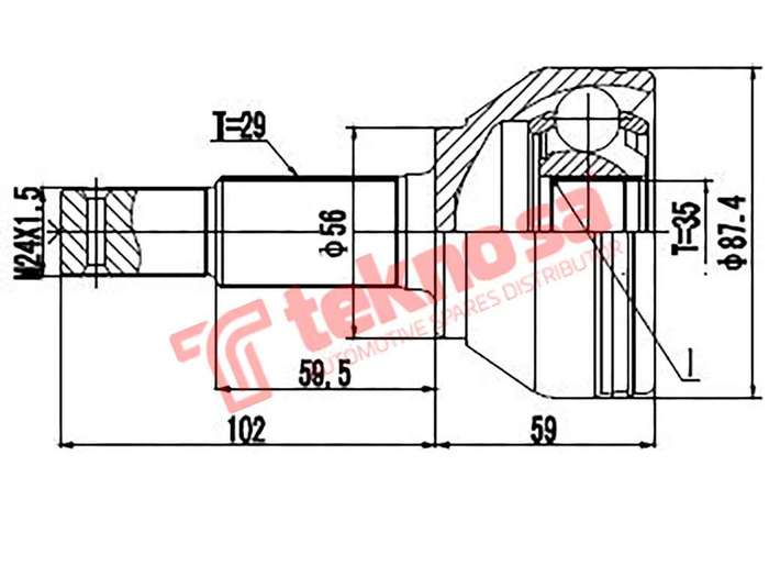TEKNOSA FRONT LEFT - RIGHT OUTER CV JOINT For NISSAN QASHQAI [1] 1.5 (K9K 410)(8V 76KW) 06-20