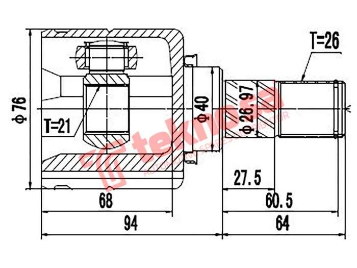 TEKNOSA FRONT LEFT - RIGHT INNER CV JOINT For NISSAN MICRA [2] 1.2 (HR12DE)(12V 56KW) 14-20