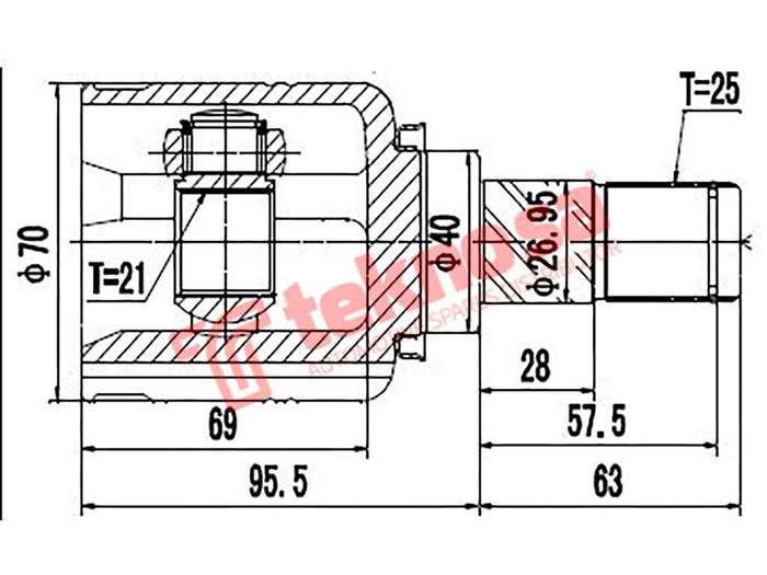 TEKNOSA FRONT LEFT - RIGHT INNER CV JOINT For NISSAN MICRA [2] 1.5 (HR15DE)(16V 73KW) 11-20