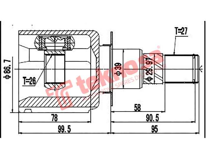 TEKNOSA FRONT LEFT - RIGHT INNER CV JOINT For NISSAN PATHFINDER 2.5 (YD25DDTI)(16V 128KW) 13-20