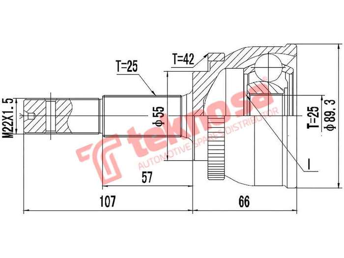 TEKNOSA FRONT LEFT - RIGHT OUTER CV JOINT For NISSAN PRIMERA 1.8 (SR18DE)(16V 84KW) 01-02
