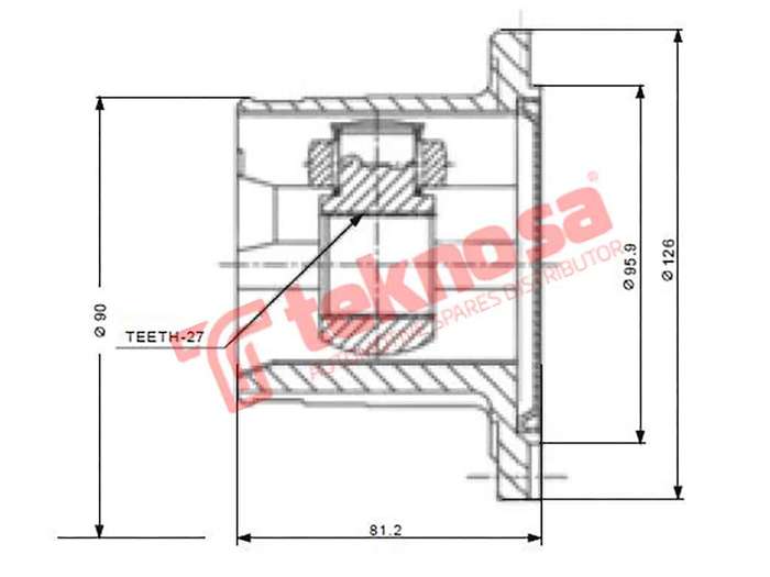 TEKNOSA FRONT LEFT - RIGHT INNER CV JOINT For NISSAN TERRANO [2] 2.4 (KA24E)(12V 87KW) 96-06